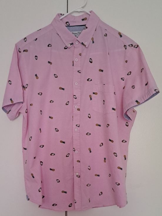 Sovereign Code Other - Sovereign Code Pink Short-Sleeve Button-Down Shirt with Pineapple Print